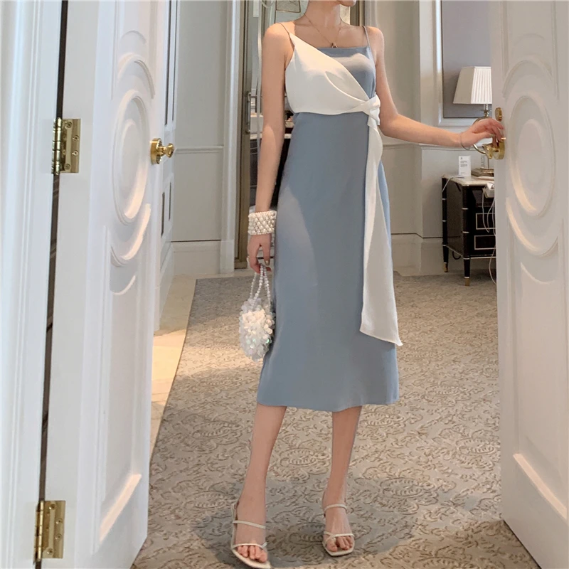 Женский шифоновый сарафан в стиле пэчворк с высокой талией | Женская одежда