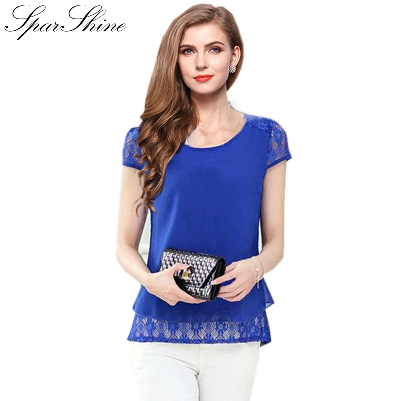Blusas femininas 2018 летние топы с кружевной вышивкой Свободная шифоновая блузка рубашка женские блузки футболки