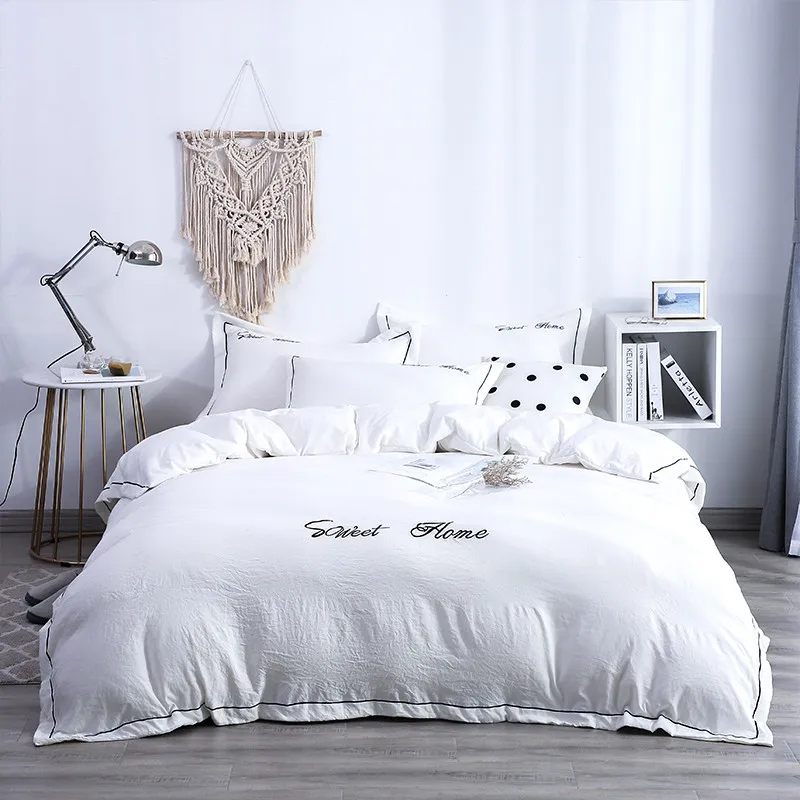 Современный стиль Моющийся хлопок 4 шт. Комплект постельного белья пододеяльник