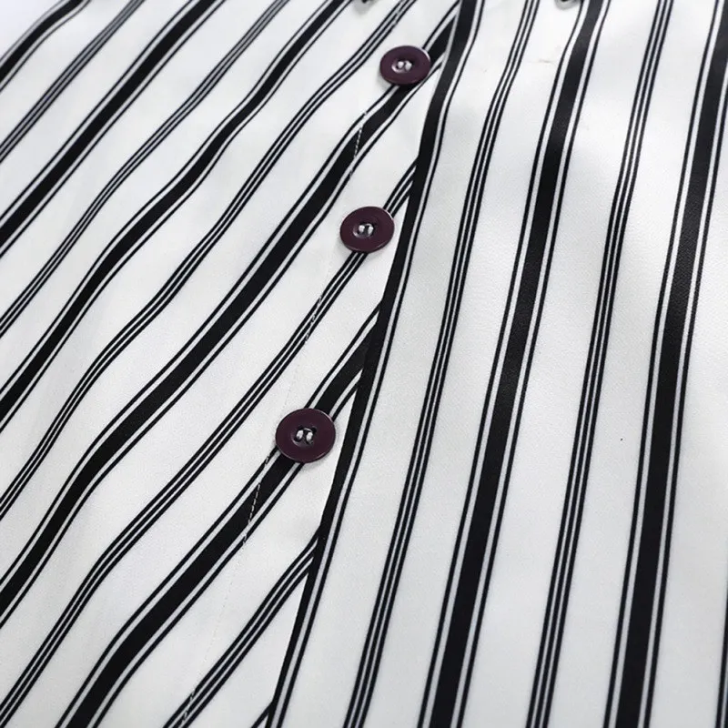 Летняя Высококачественная хлопковая футболка в полоску с расклешенными