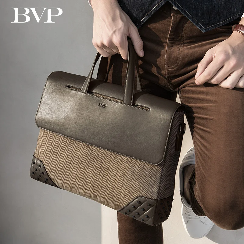 Портфель BVP мужской из натуральной кожи сумка на одно плечо воловьей подходит для