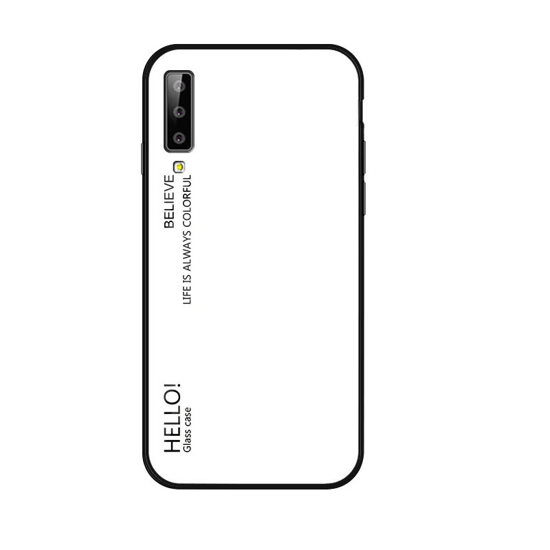 Чехол для samsung A7 A9 A6s A6 A8 плюс градиент закалённое Защитное стекло для Galaxy J6 J4 плюс J8 J2 Pro J3 J5 J7 Prime - Цвет: White W1