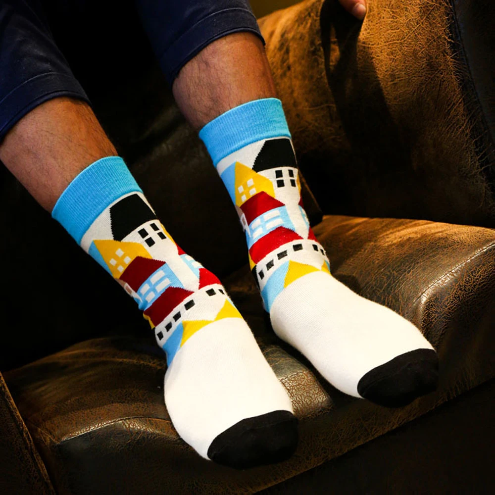 

MEI LEI YA 2 Pairs/Bag New Hot Summer Harajuku Men's Socks Personality Middle Tube Socks Large Size Color pattern Men's Socks