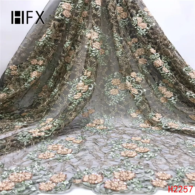 HFX 3D Цветы кружевная ткань темно-синие свадебные 3D Цветы ткань сетка кружево 5 ярдов вечернее платье ткань модная ткань X2257