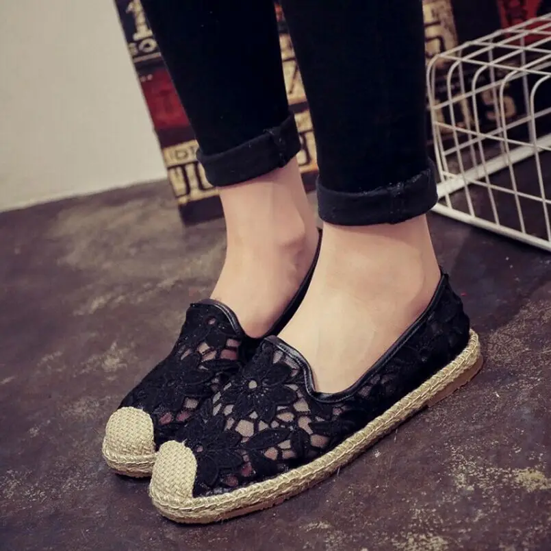 Женские туфли-эспадрильи плоская подошва лоферы повседневная обувь соломенная