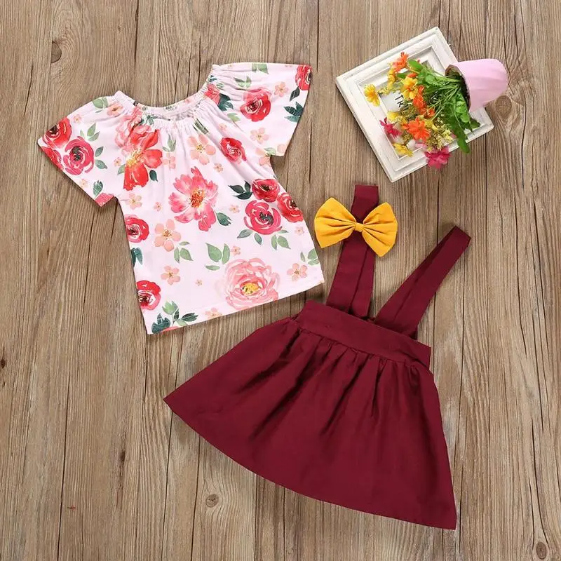 2 шт. Детская футболка с коротким рукавом и бантом|Комплекты одежды| |