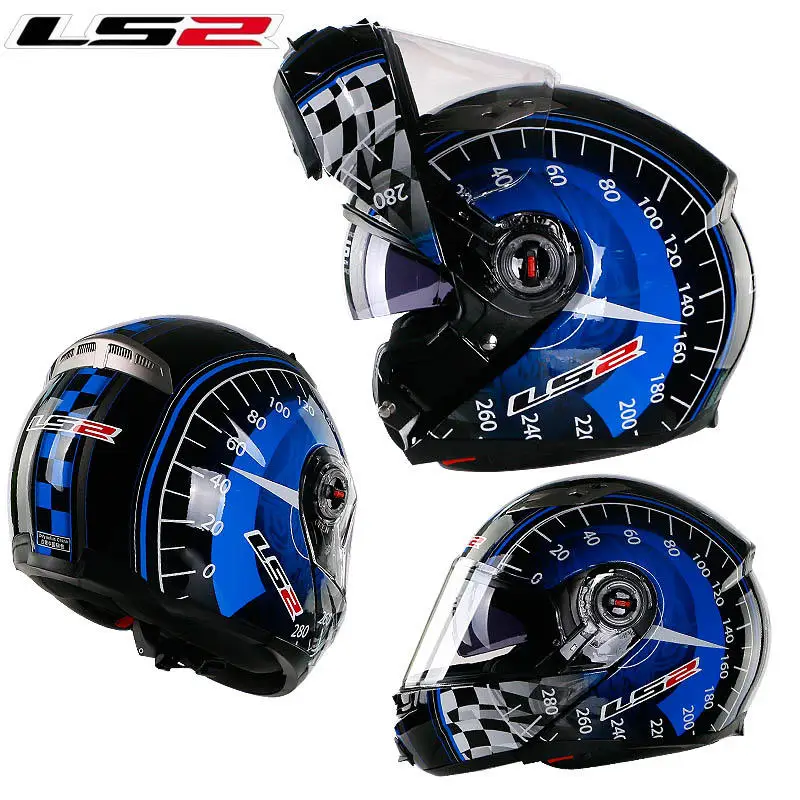 20 LS2 ff370 флип-ап мото rcycle шлем casco de moto кафе шлем для гонщика анфас двойной объектив козырек capacetes de moto ciclista ECE - Цвет: 20