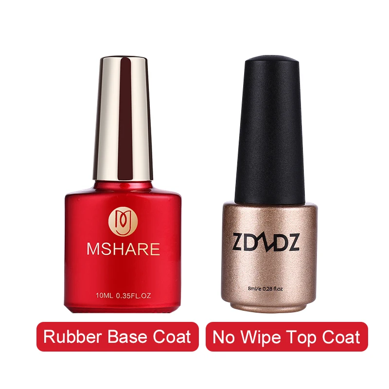 MSHARE 10 мл резиновая основа пальто + 8 ML Нет протирание чистка Top Coat УФ гель для