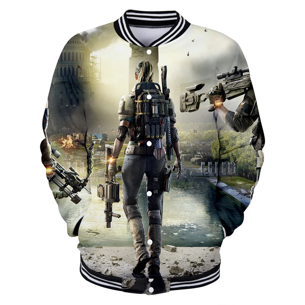 2019 Casual Men Jacket Tom Clancy's The Division 3d Comfortable Baseball Streetwear Stand Collar Sweatshirt | Мужская одежда