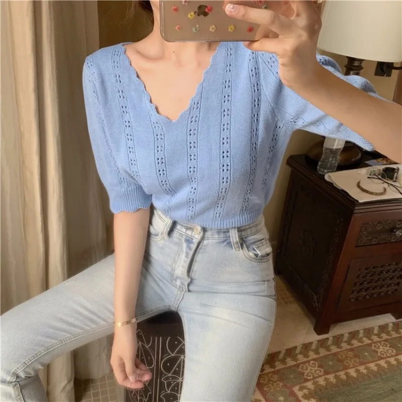 Женская одежда 2019 летняя корейская мода ulzzang однотонный Свободный укороченный