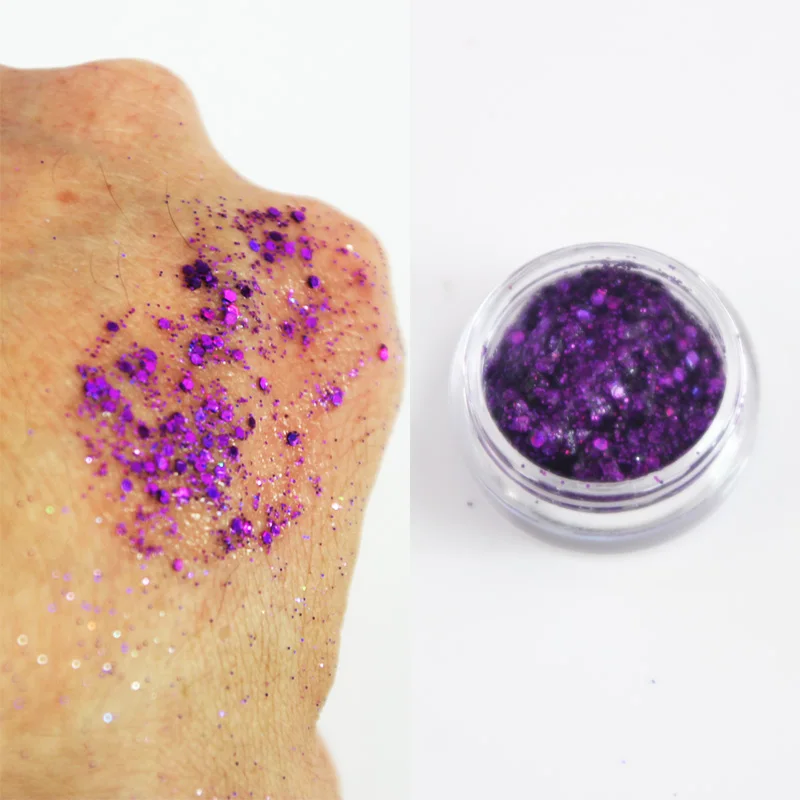 purple sequins Фестиваль Блеск Гель боди-арт косметика для лица глаз волосы макияж Декор наклейки массивные блестки Purpurina Cara Hojuelas Para Ojos - Цвет: purple sequins
