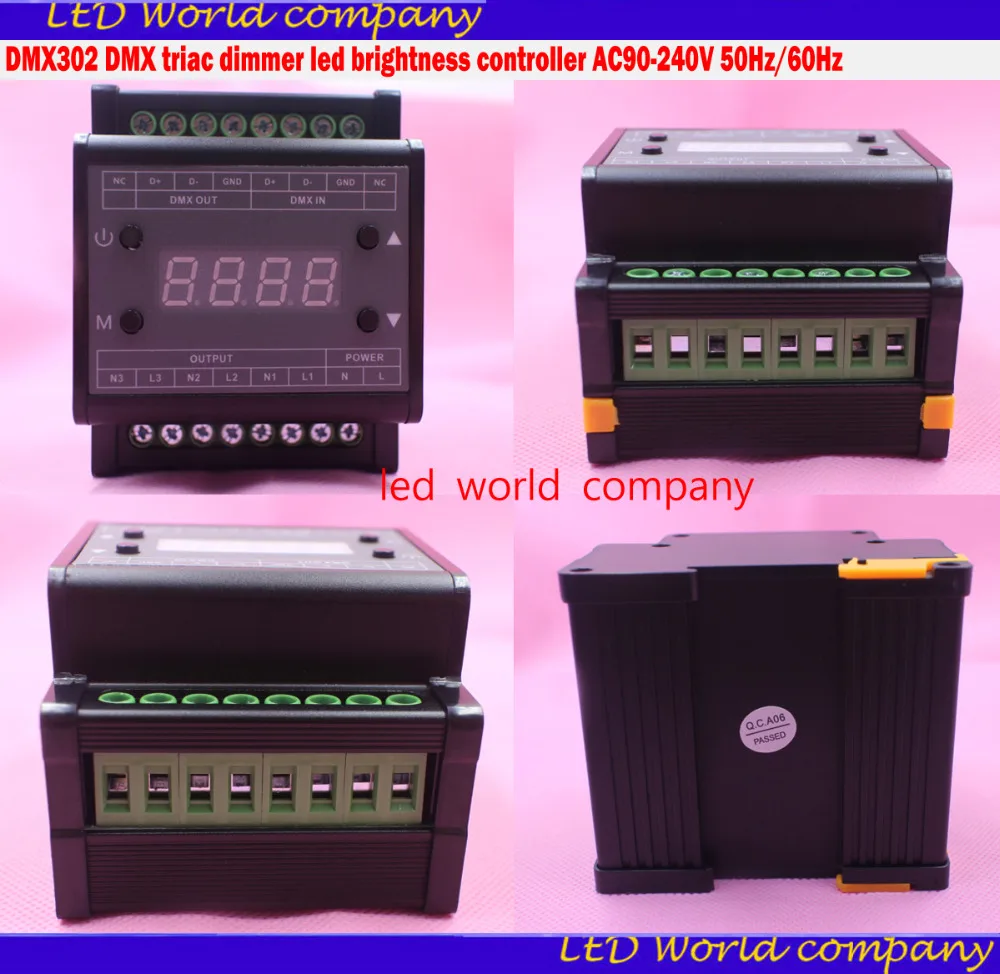 DMX302 DMX triac диммер Светодиодный контроллер яркости AC90 240V 50 Гц/60 Гц Высокое