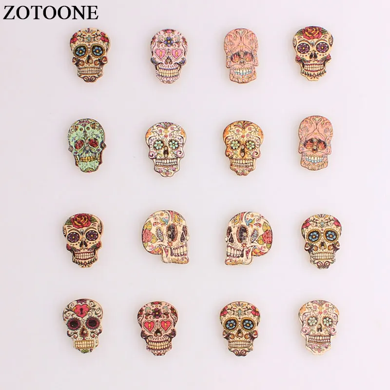 Модные деревянные пуговицы ZOTOONE с черепом для шитья скрапбукинга случайных