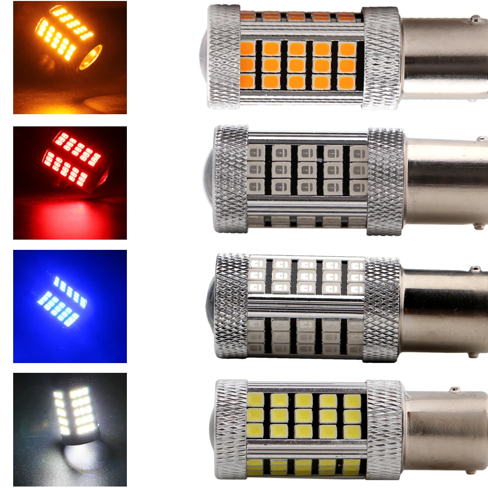 YM E-Bright 2 шт. 1156 BA15S P21W 2835 Светодиодный авто лампы сигнал поворота обратный светильник 66 SMD 12V задние фонари белый Янтарный красный синий
