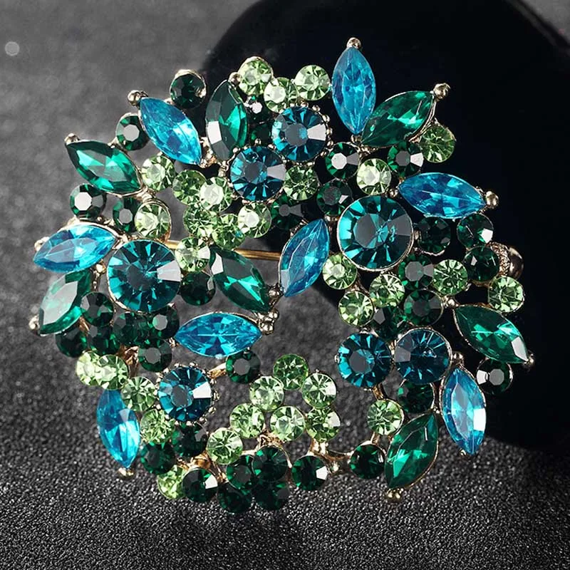 Женская свадебная брошь Blucome разноцветная в форме цветка стразы свадебный