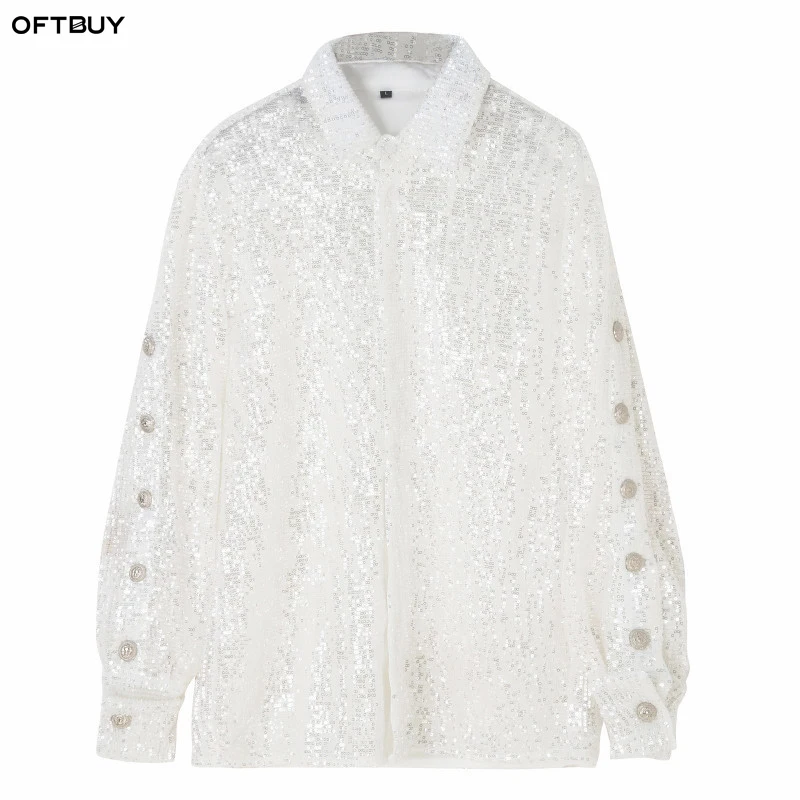 Oftbuy бренд 2018 г. осенние корейские модные Повседневное блузка женская Топы и