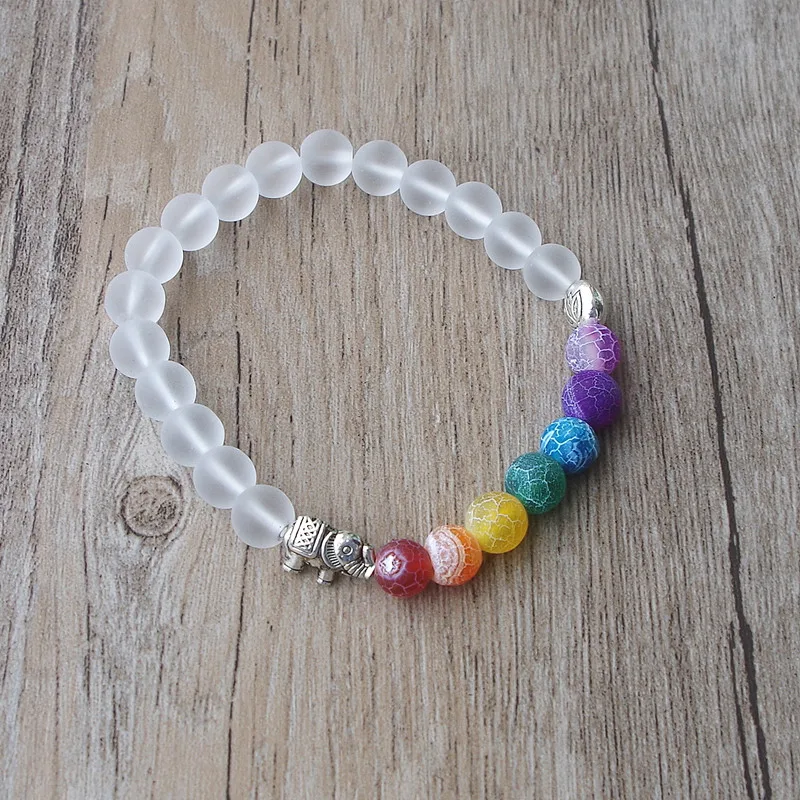 Женский и мужской браслет ручной работы из бисера 7 чакр белый слон молитва мала