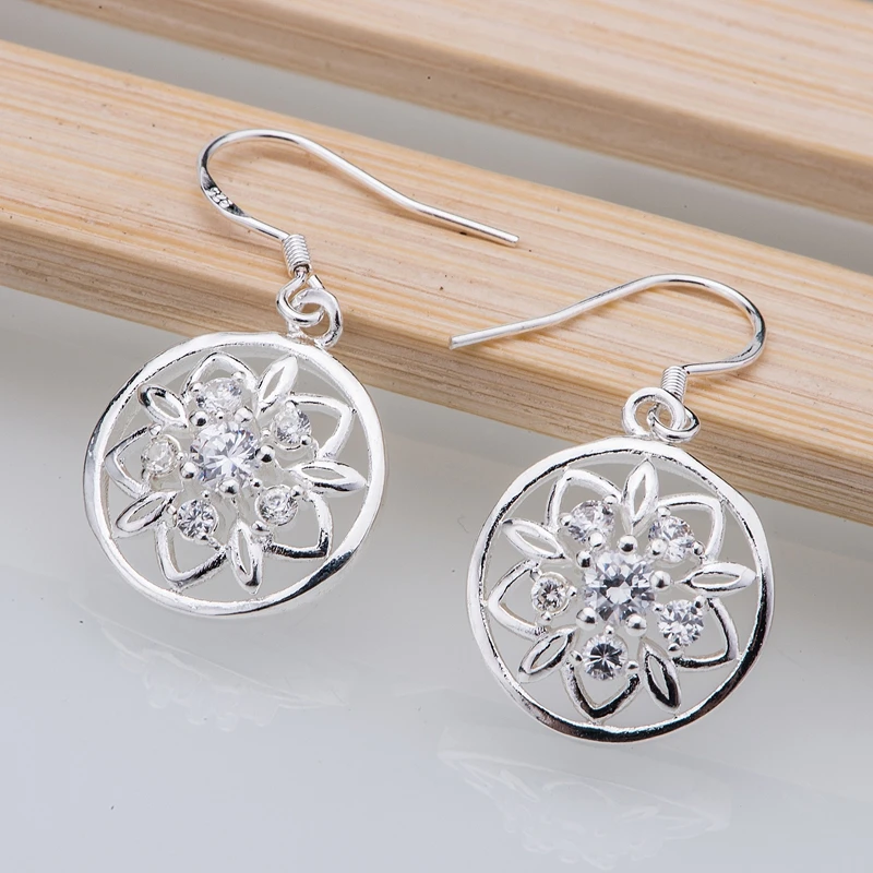 Посеребренные серьги посеребренные модные ювелирные изделия круглые блестящие