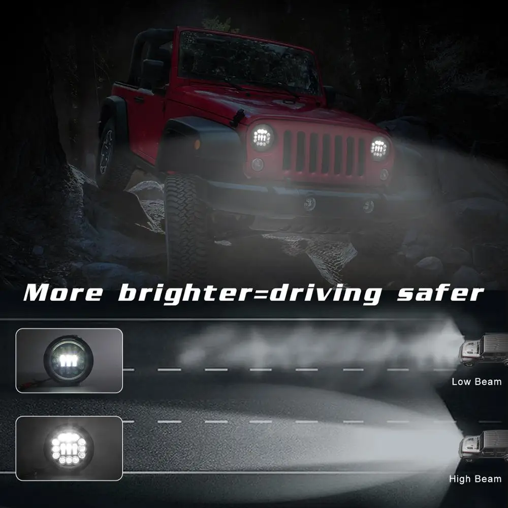 

2Pcs 7 Inch Round Projector LED Car Headlight Hi/Lo Beam Wiht Turn Signal Lamp For Motorbike Jeep TJ Wrangler