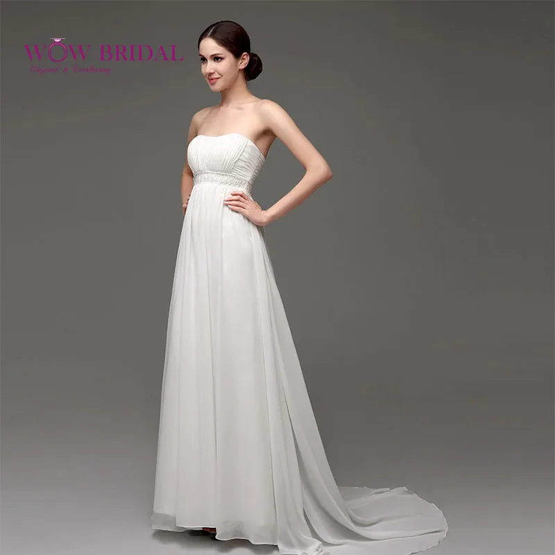 Wowbridal 2016 белый шифон турецком стиле свадебное платье талия империи свадебные