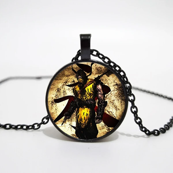 Ожерелье Mortal Kombat ручной работы стеклянный купольный кулон Скорпион Ювелирное
