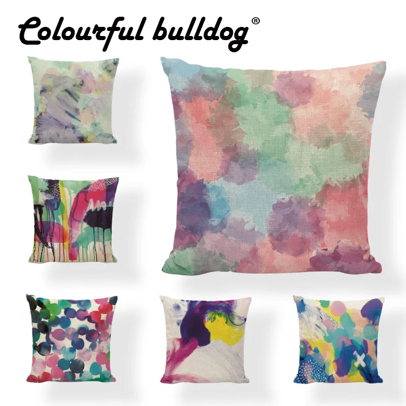 Акварельные абстрактные капли дождя Синий чехол для подушки простой узор 43*43 см