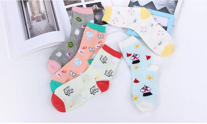 2018 новый японский и корейский прекрасной формы милые бабочки арбуз женщина Носки