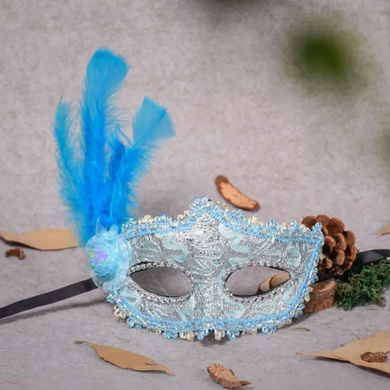 Female Venetian Lace Feather Hat Hat Christmas Halloween Masquerade Mask Girl Half Face Party Dance Headdress 24pcs