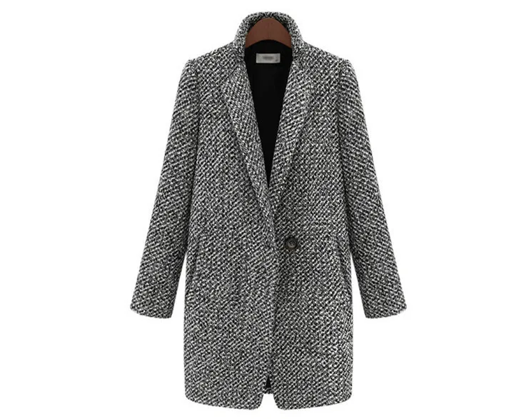 2017 г. новые зимние ломаную клетку костюм воротник пальто Для женщин Тонкий