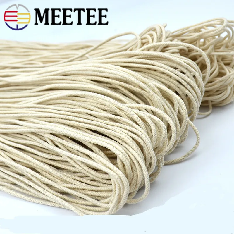Экологичный бежевый хлопковый шнур высокой прочности витой хлопчатобумажный