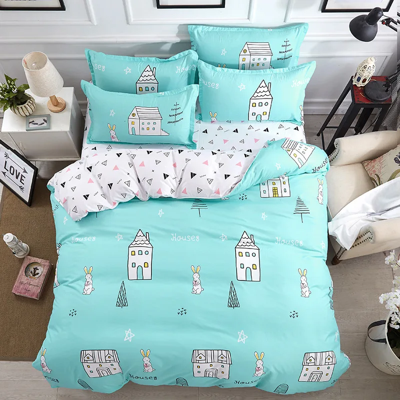 Комплект постельного белья из хлопка и льна с лимонным узором 3/4 шт. новый