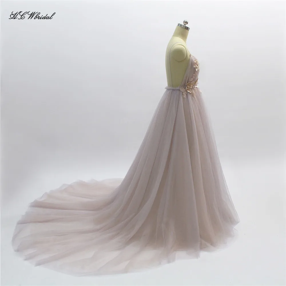 Длинное вечернее платье из тюля Платье трапециевидного силуэта с цветочным