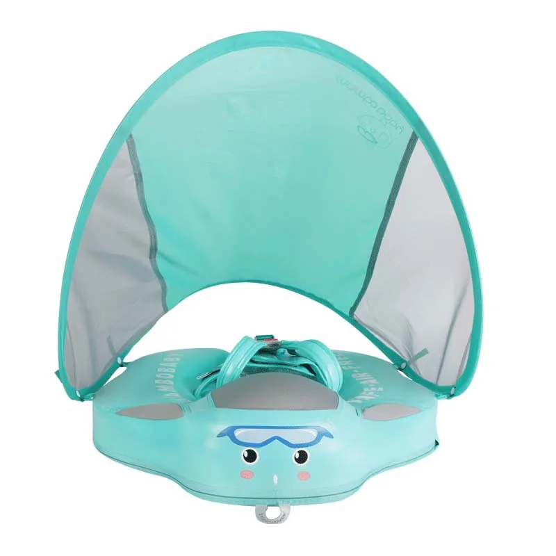 with canopy green UPF 50 Mambo детский плавающий круг для плавания с защитой от ультрафиолета детский плавающий с навесом без необходимости надувной шеи плавающий тренажер для плавания - Цвет: with canopy green