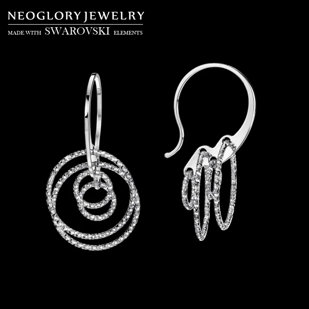 Neoglory итальянские блестящие висячие серьги с круглыми шариками дизайн из родия