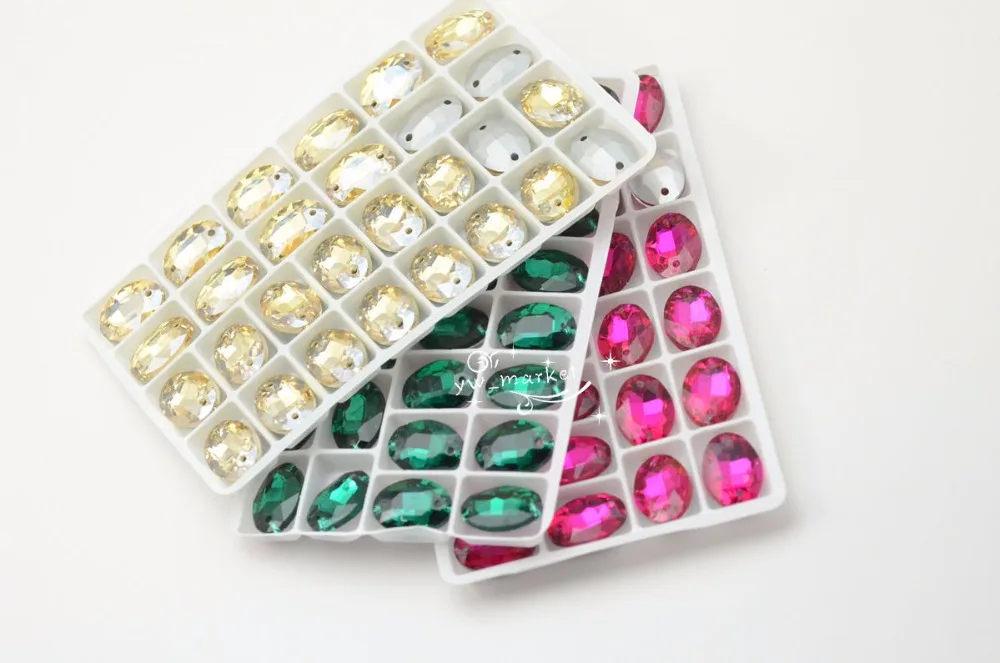 28 шт. 13 мм x 18 Цвет Стекло граненый Овальные Драгоценности пришить | Дом и сад