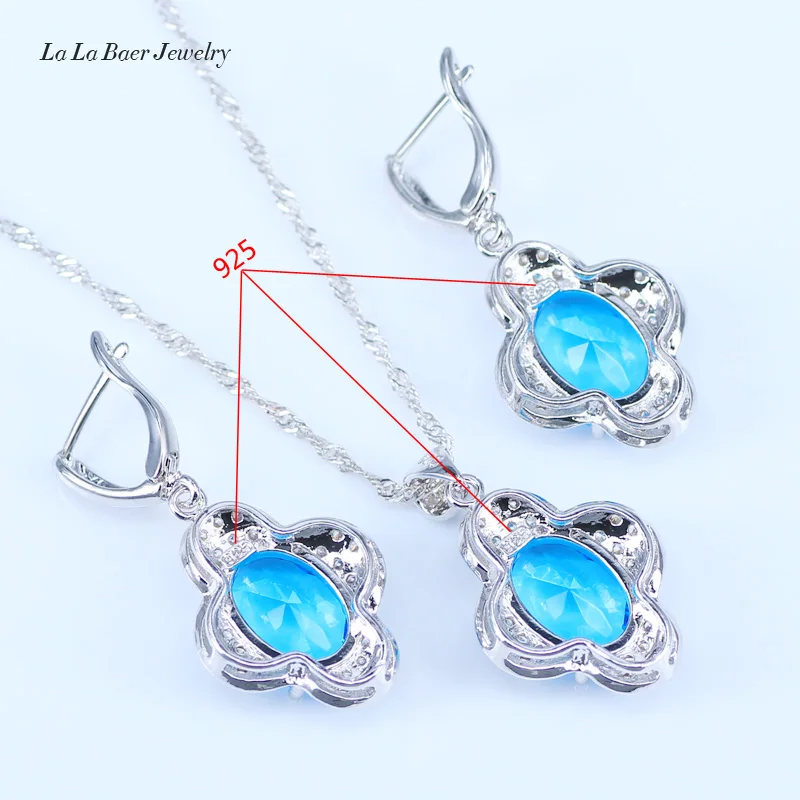 L & B Новое поступление Стиль Небесно Голубой австрийского Хрусталя Белый циркония серебряный Цвет 925 логотип