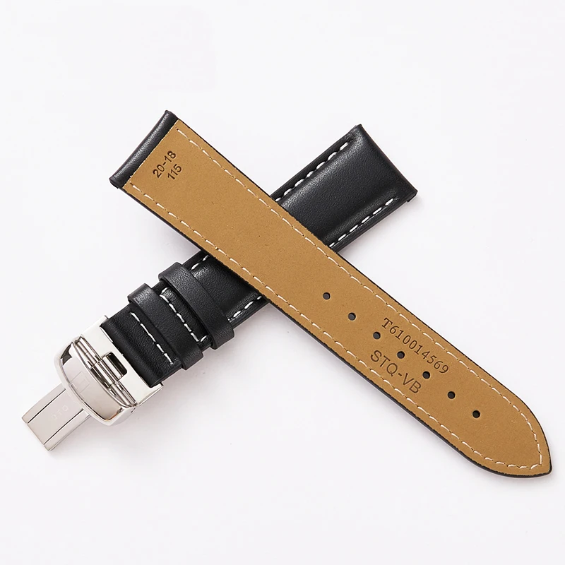 19mm Watchbands Genuine Leather 20mm Black Watch Accessories Bracelet Steel Buckle Band Strap for Tissot 1853 T095 | Наручные часы