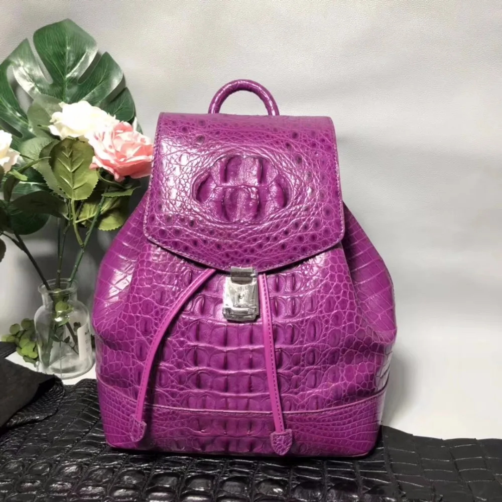 Женский рюкзак из натуральной кожи аллигатора|backpack designer|designer backpackred backpack |