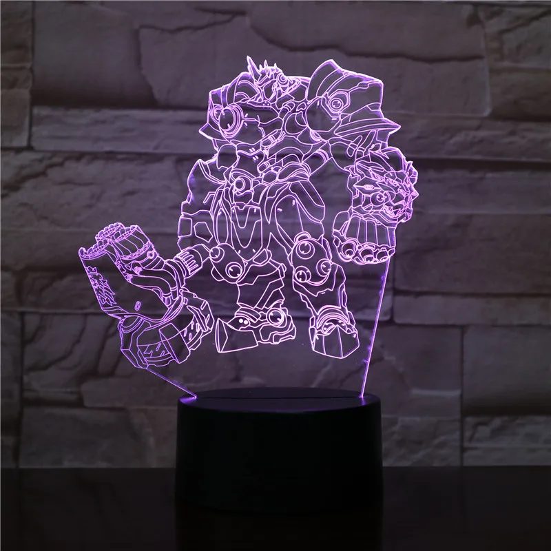 Reinhardt Wilhelm Светодиодный ночник для детей игра Overwatch Hero Reinhardt Wilhelm фигурка подарок для украшения для детской комнаты стол 3d лампа спальня - Испускаемый цвет: Reinhardt Wilhelm