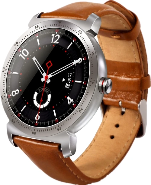 Silver Leather EXRIZU Bluetooth Смарт-часы MTK2502C 1,3 дюймов ips круглый экран монитор сердечного ритма микрофон умные часы Спорт ходьба Бег Туризм - Цвет: Silver Leather
