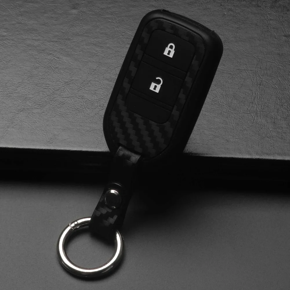 jingyuqin 2B Remote Carbon Fiber Patten Soft Silicone For Honda 2016 2017 CRV Pilot Accord Civic Fit Freed Smart Car Styling|Футляр для