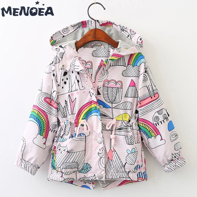 Meoea Kids Outerwear&ampCoats New Spring Autumn Cartoon Fruit Print Oxford Coats Hooded Unisex for 3-7Y Girls Clothes Coat | Детская