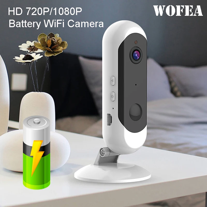 WOFEA батарея WiFi камера перезаряжаемая батарея питание 720P 1080P Full HD Крытая Беспроводная ip-камера безопасности широкий угол IOS APP