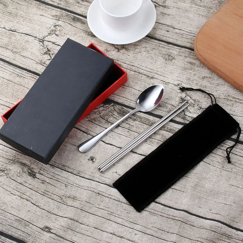 Портативный набор посуды из нержавеющей стали 100 компл./лот Корейская посуда