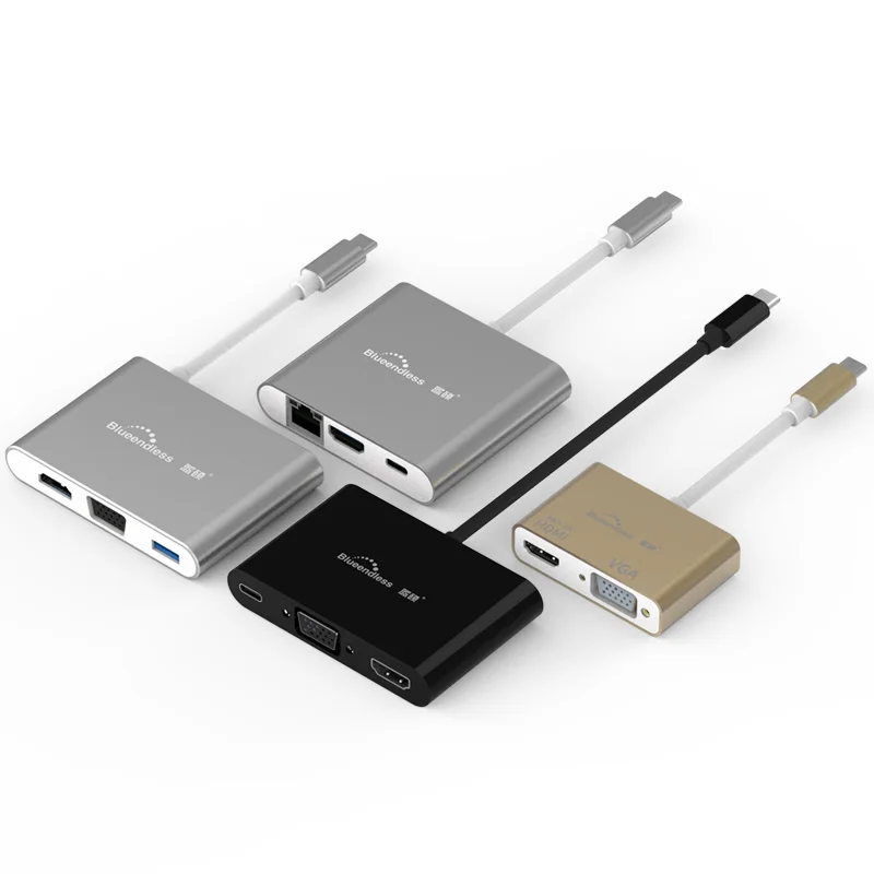 Type C зарядка зарядный адаптер HDMI/VGA/сетевой порт/USB удлинитель USB 3 0 алюминиевый