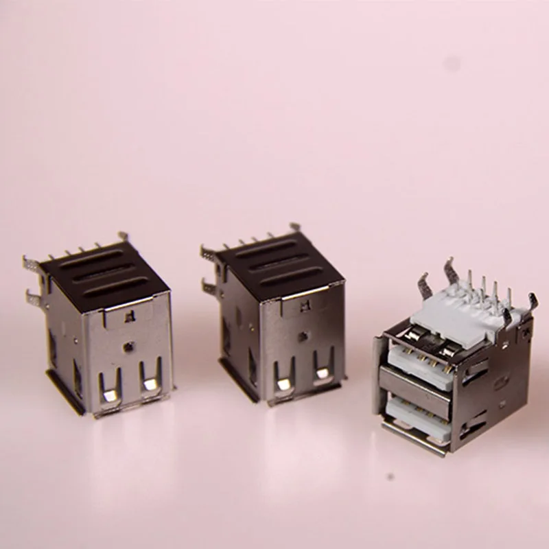 100 шт./лот двойной USB AF 90 градусов разъем для монтажа печатной платы переходник