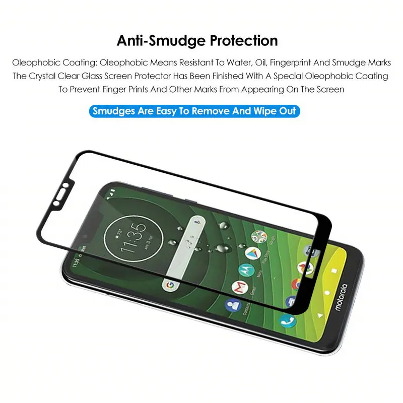 Закаленное стекло для защиты экрана Motorola Moto G7 power Play Plus полное покрытие
