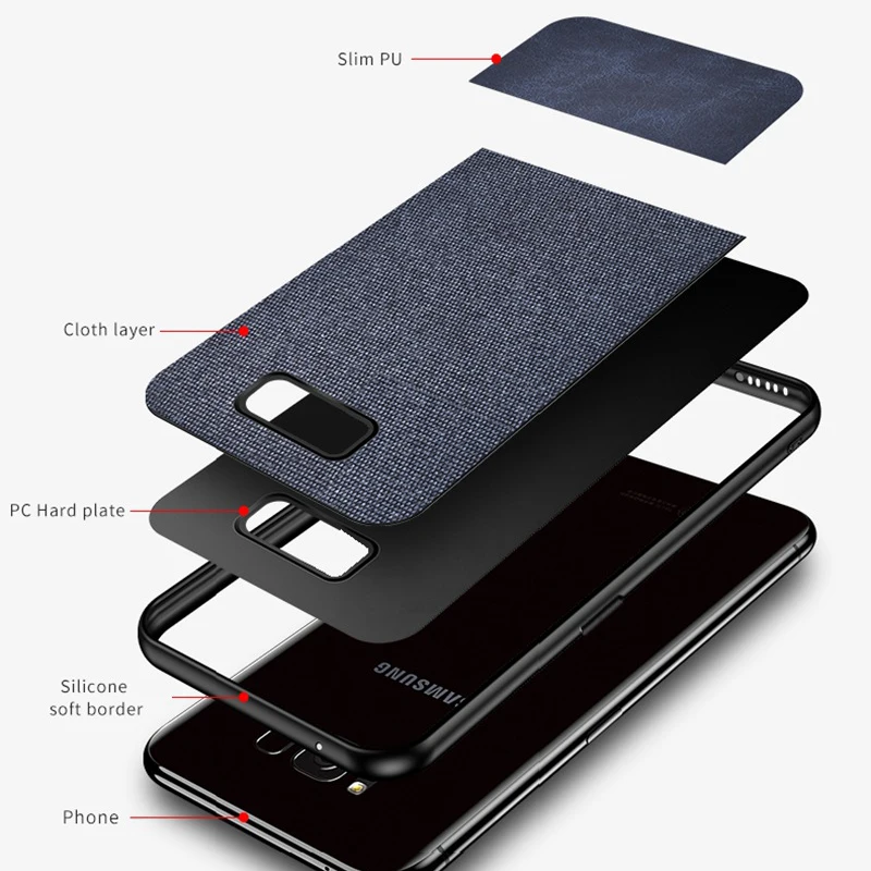 Leather Cloth Texture Back Cover Phone Case for Samsung Galaxy S10 Slim S10E S7 S8 S9 Plus Note 8 9 |