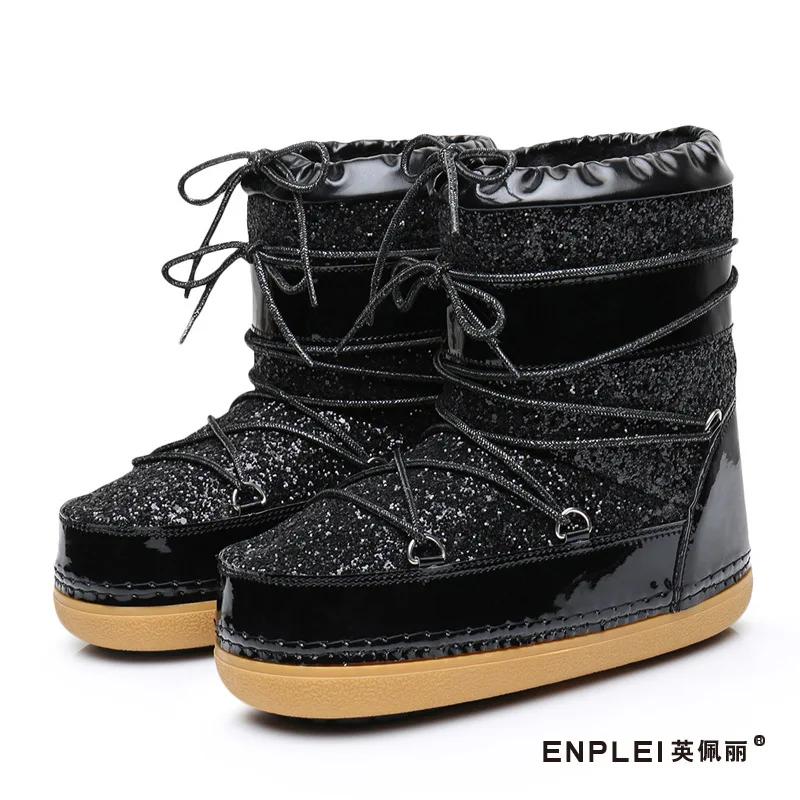 Зимние ботинки ботильоны женская обувь меховые теплые повседневная