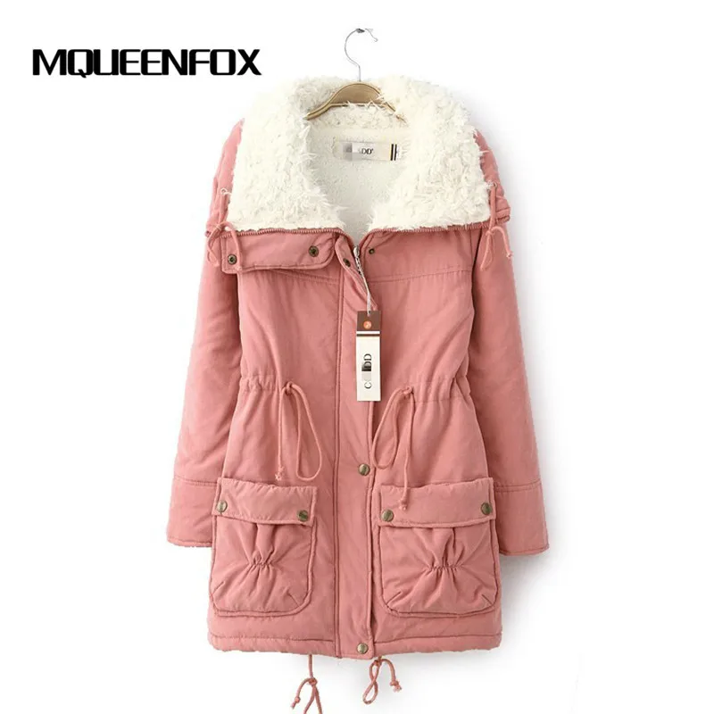 Женская зимняя парка Повседневная утепленная хлопковая куртка с карманами